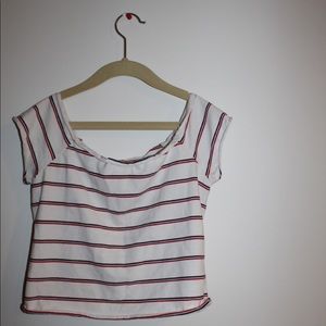 Off the shoulder striped crop top